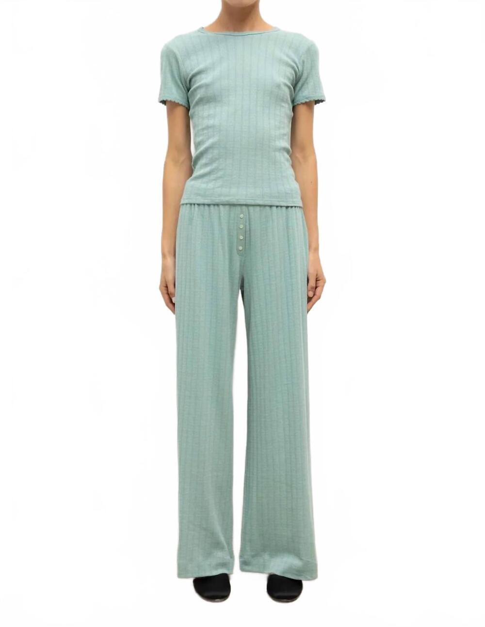 NEW LESET pointelle boxer pants in eucalyptus